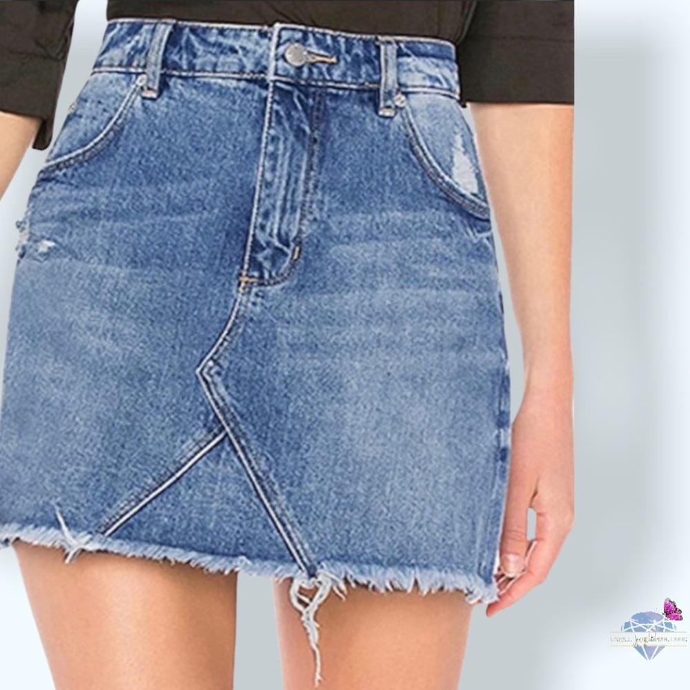 Agolde Blue Denim Mini Skirt